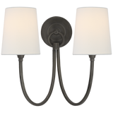 Reed Dubbel Vägglampa – Bronze With Linen Shade
