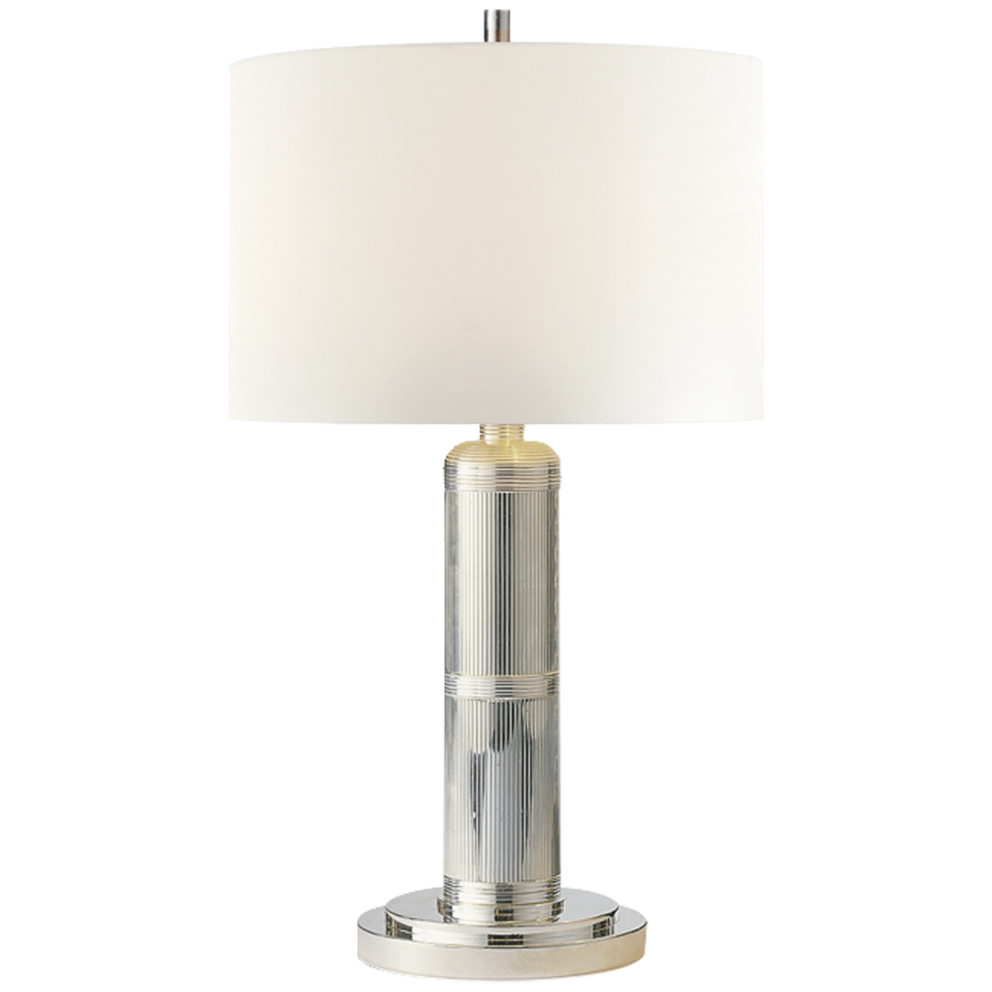 Longacre Bordslampa Liten – Polished Nickel With Linen Shade