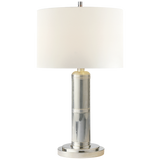 Longacre Bordslampa Liten – Polished Nickel With Linen Shade
