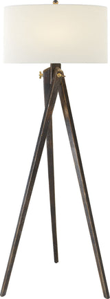 Tripod-lattiavalaisin — Chapman & Myers for Visual Comfort & Co. — Tudor Brown with Linen Shade