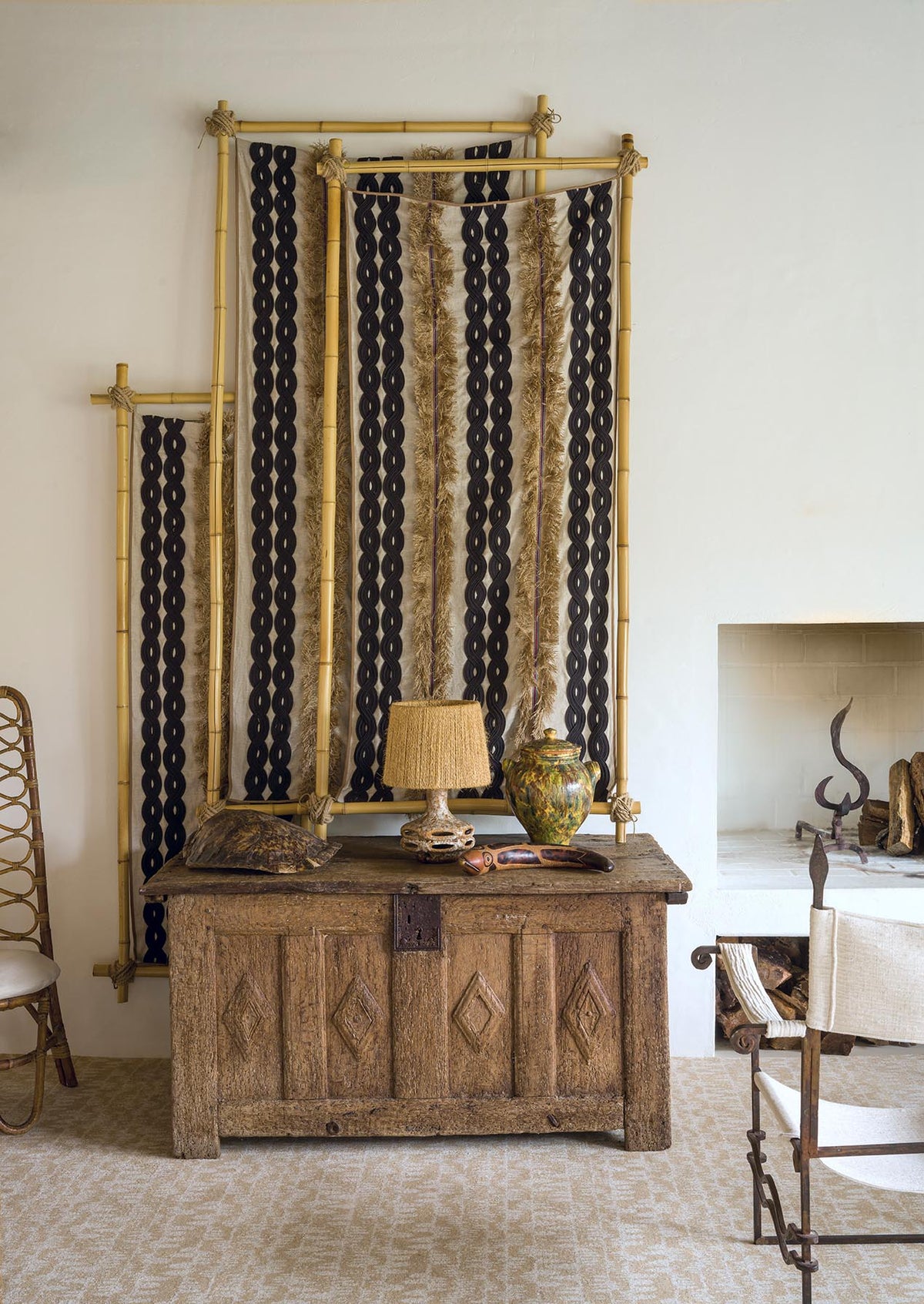 Tuamotu room setting — Pierre Frey fabric
