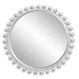 Cyra Round Wood Mirror in Aged Ivory - undefined