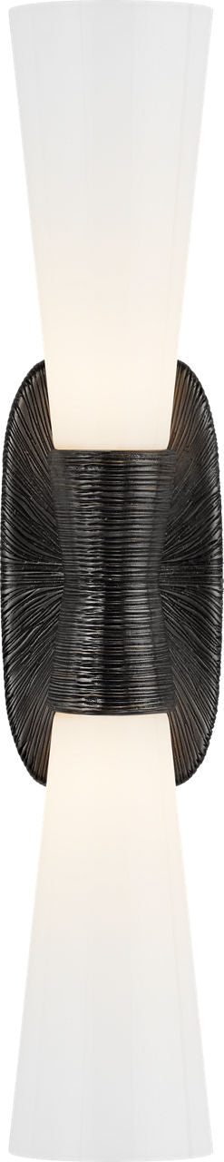 Utopia Large Double Vägglampa — Kelly Wearstler for Visual Comfort & Co. — Aged Iron with White Glass