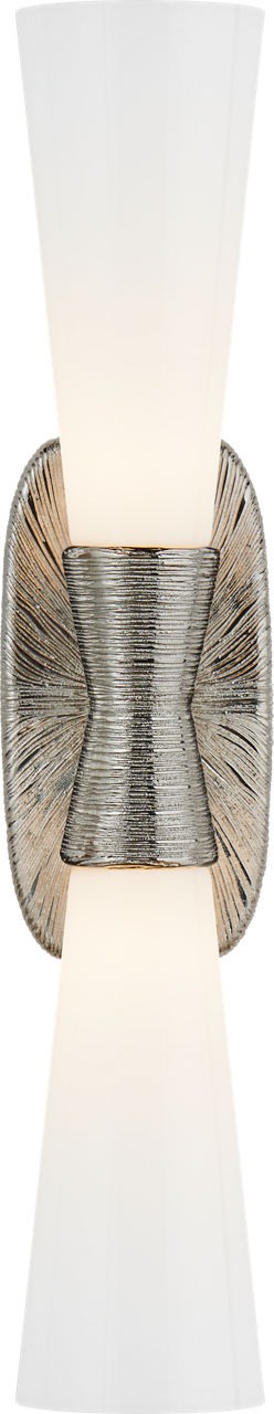 Utopia Large Double Vägglampa — Kelly Wearstler for Visual Comfort & Co. — Polished Nickel with White Glass