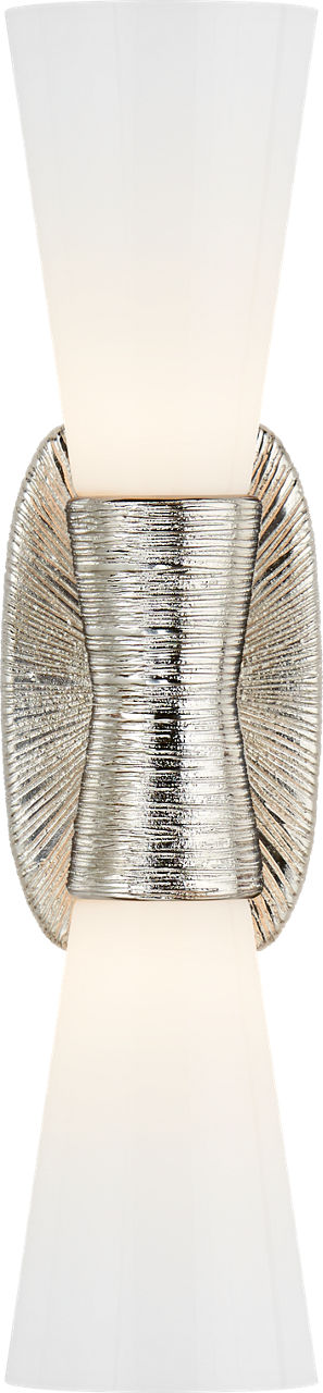 Utopia Small Double Vägglampa — Kelly Wearstler for Visual Comfort & Co. — Polished Nickel with White Glass