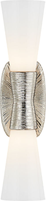 Utopia Small Double Vägglampa — Kelly Wearstler for Visual Comfort & Co. — Polished Nickel with White Glass