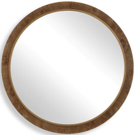 Cleveland Round Mirror in Burl Wood - undefined