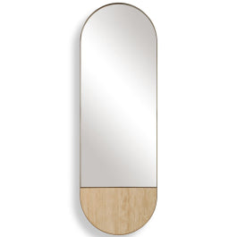 Russo Tall Oval Mirror in Travertine - undefined