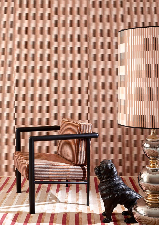 Velvet Lines room setting — Pierre Frey fabric