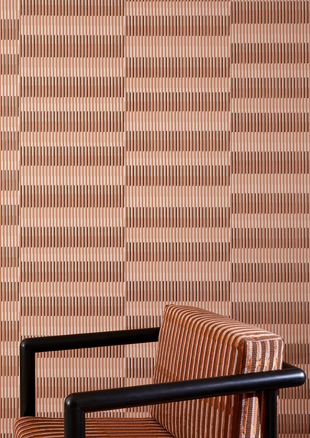 Velvet Lines room setting — Pierre Frey fabric