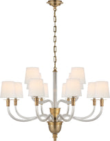 Vivian Large Two-Tier Takkrona — Thomas O'Brien for Visual Comfort & Co. — Hand-Rubbed Antique Brass with Linen Shades