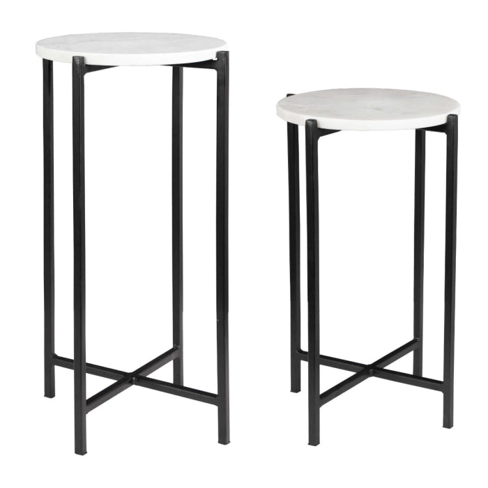 Orla Side Tables White Marble & Black - Keiichi