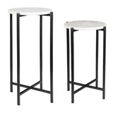 Orla Side Tables White Marble & Black - Keiichi