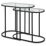 Slide Nesting Side Tables Black and Glass - Keiichi