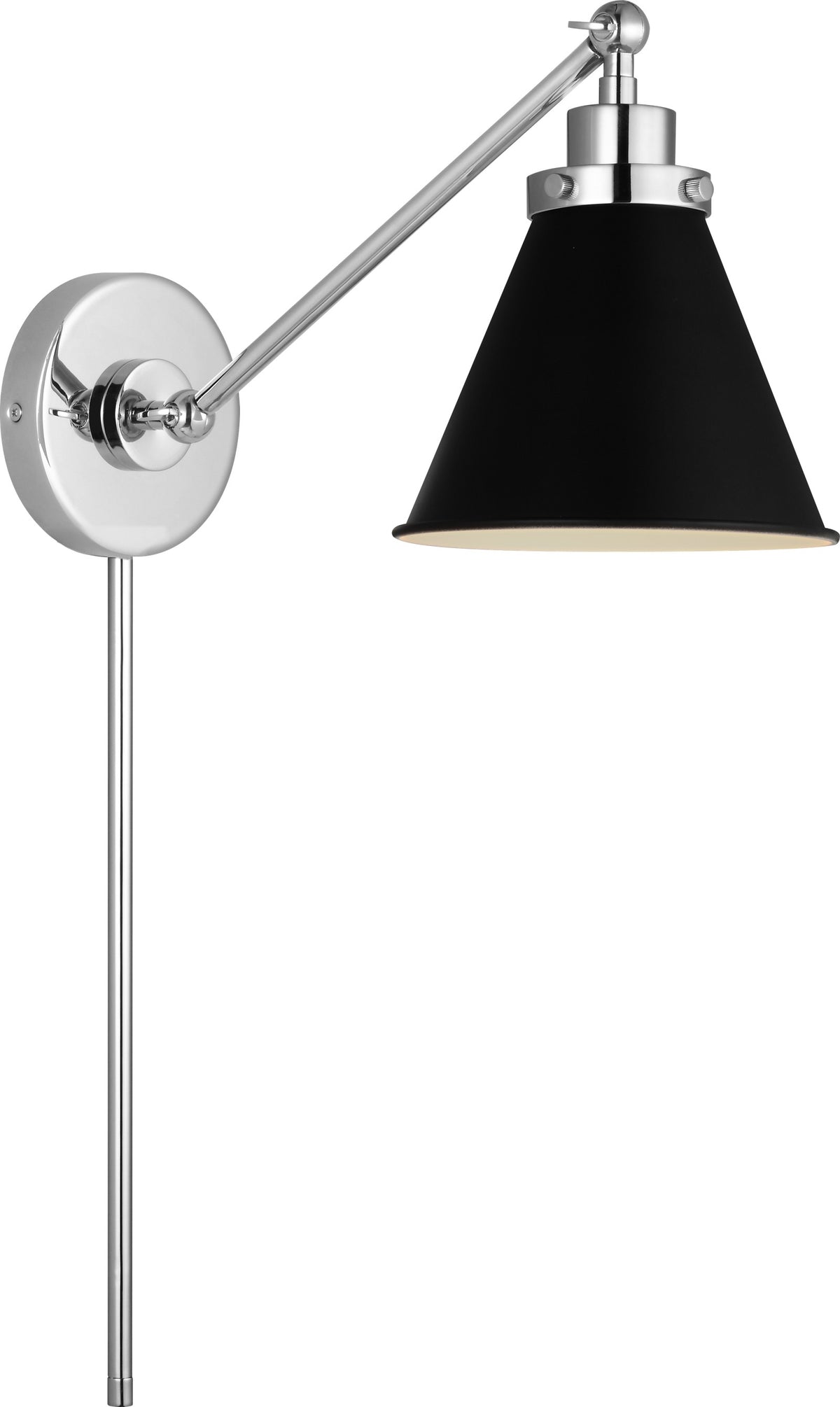 Wellfleet Single Arm Cone Task Vägglampa — Chapman & Myers for Visual Comfort & Co. — Midnight Black and Polished Nickel with Matte Black