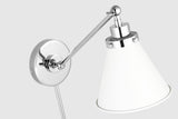 Wellfleet Single Arm Cone Task Vägglampa — Chapman & Myers for Visual Comfort & Co. — Matte White and Polished Nickel with Matte White detaljbild