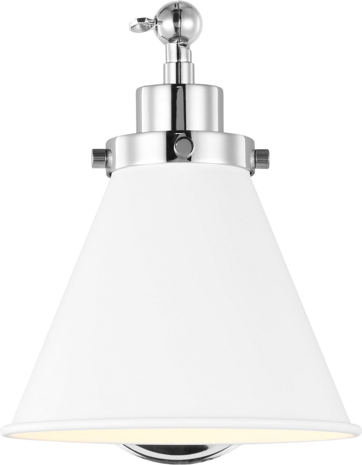 Wellfleet Single Arm Cone Task Vägglampa — Chapman & Myers for Visual Comfort & Co. — Matte White and Polished Nickel with Matte White detaljbild