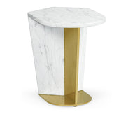 End Table in White Calcutta Marble - Medium