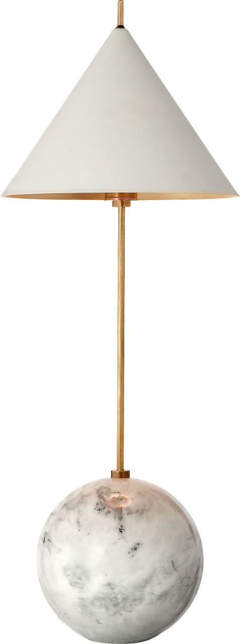 Cleo Orb Base Bordslampa — Kelly Wearstler for Visual Comfort & Co. — Antique-Burnished Brass with Antique White Shade