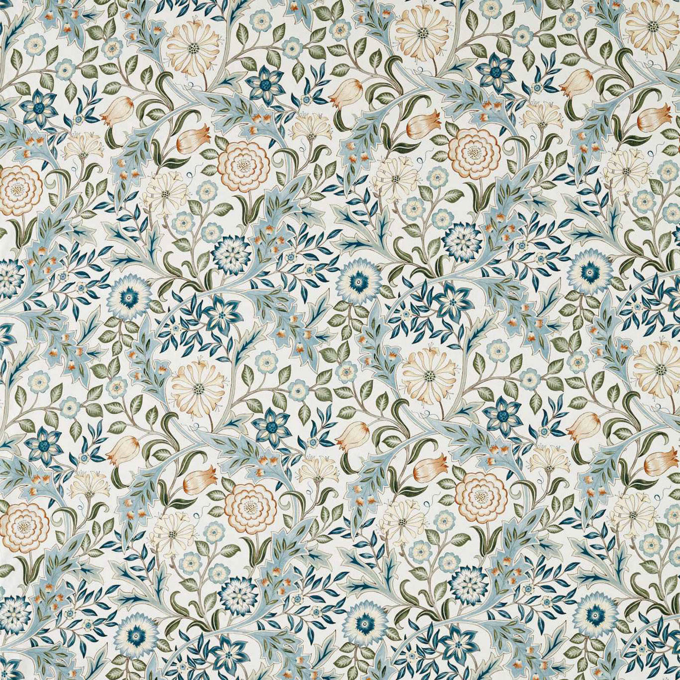 Wilhelmina Wide Width Soft Blue/Peach — Morris & Co tyg