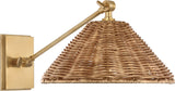 Wimberley Single Library Wall Light — Marie Flanigan for Visual Comfort & Co. — Soft Brass with Natural Wicker Shade