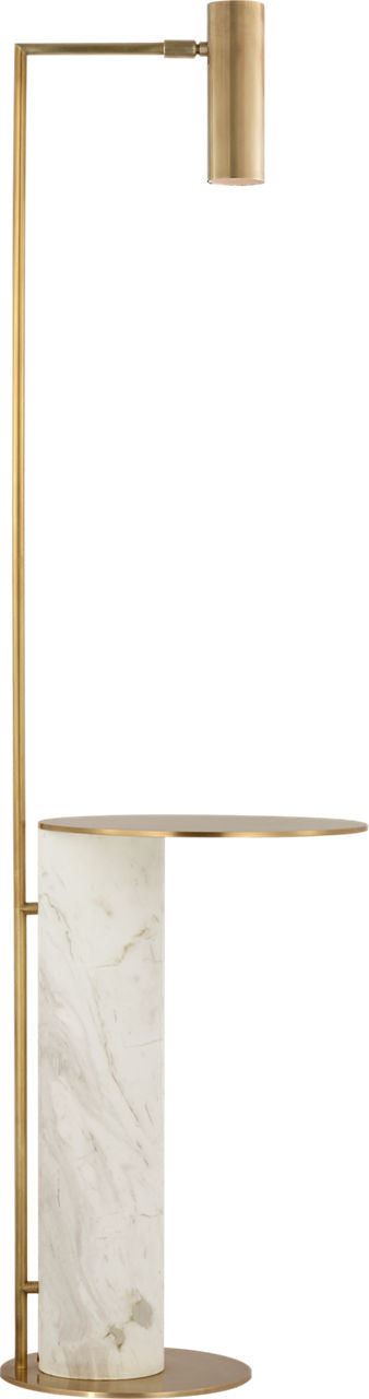 Alma Tray Table Golvlampa — Kelly Wearstler for Visual Comfort & Co. — Antique-Burnished Brass and White Marble