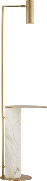 Alma Tray Table Golvlampa — Kelly Wearstler for Visual Comfort & Co. — Antique-Burnished Brass and White Marble