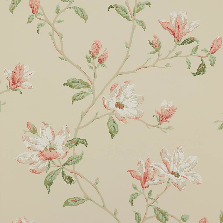 Colefax Fowler Marchwood Coral/Sage -tapetti