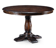 Small French Country Tudor Oak Round Dining Table