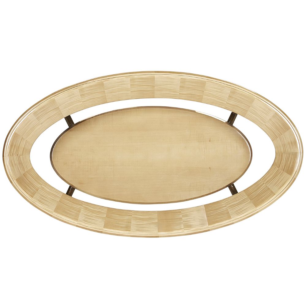 Oval Coffee Table Art Deco with Glass Top