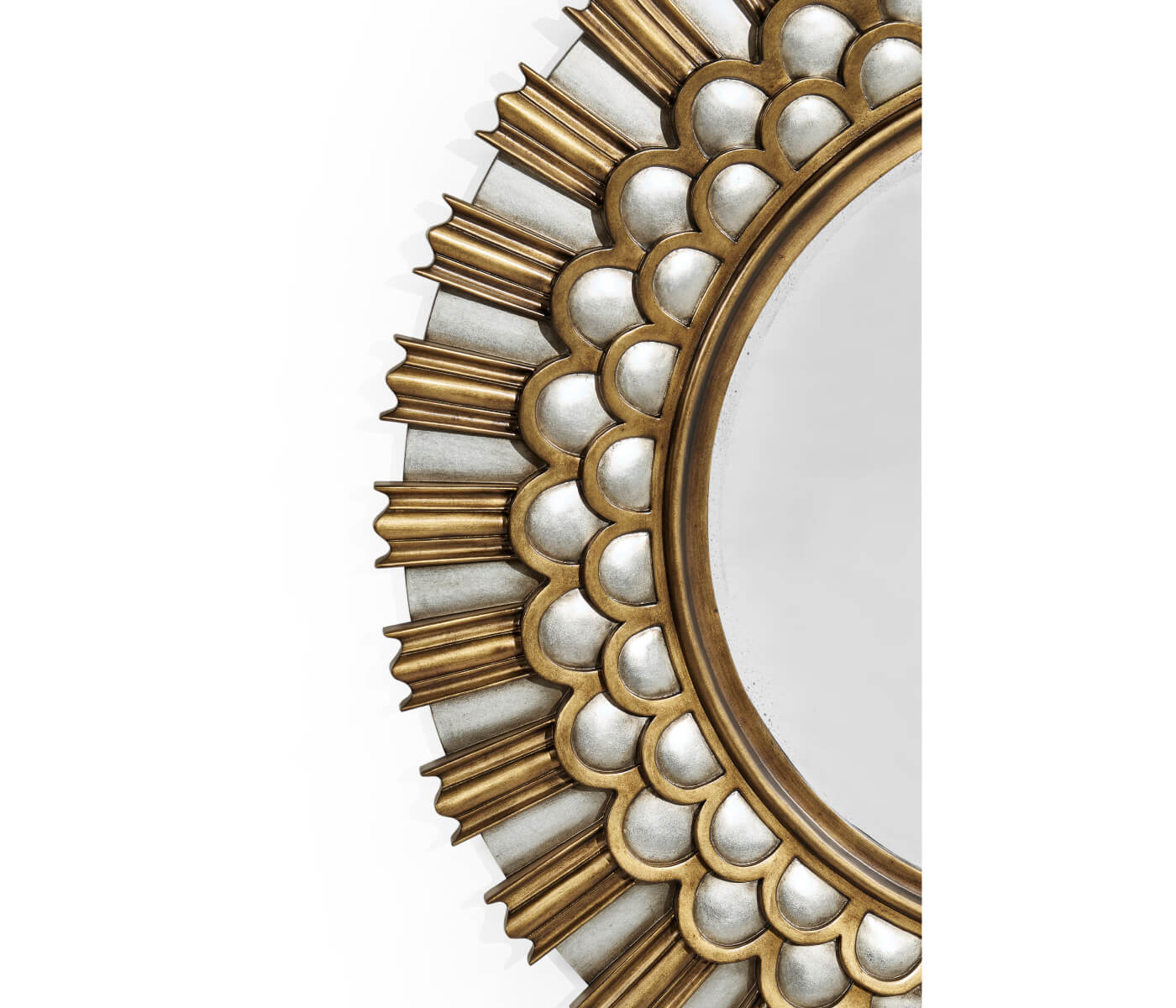 Burst förgylld rund väggspegel