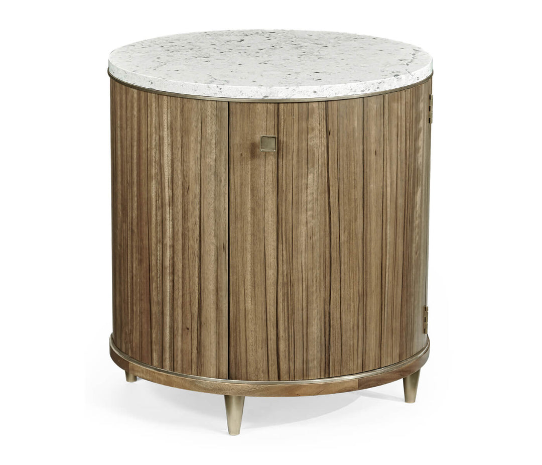 Golden Amber Drum Table Speckled Marble Top