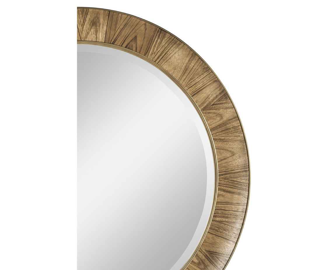 Golden Amber & Brass Round Wall Mirror - Large