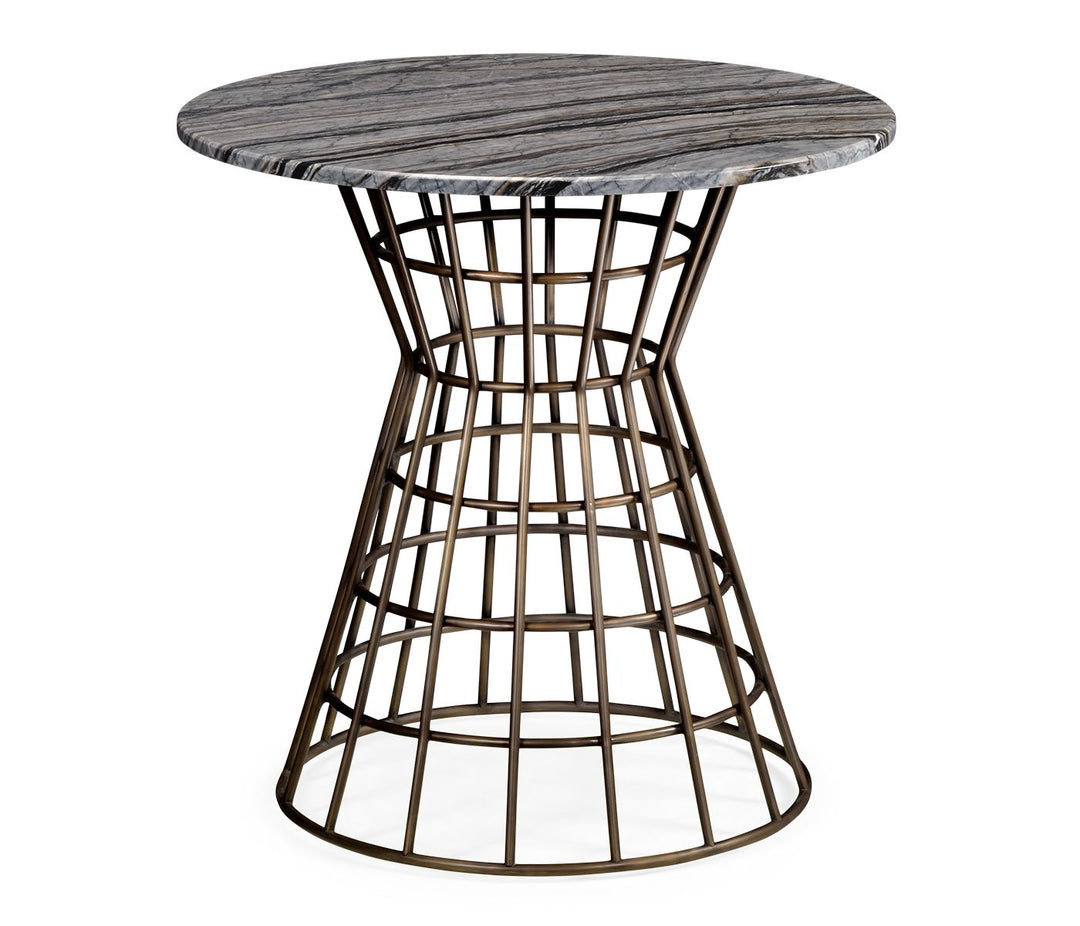 Outdoor Round Geometric Brass and Marble Centre Table