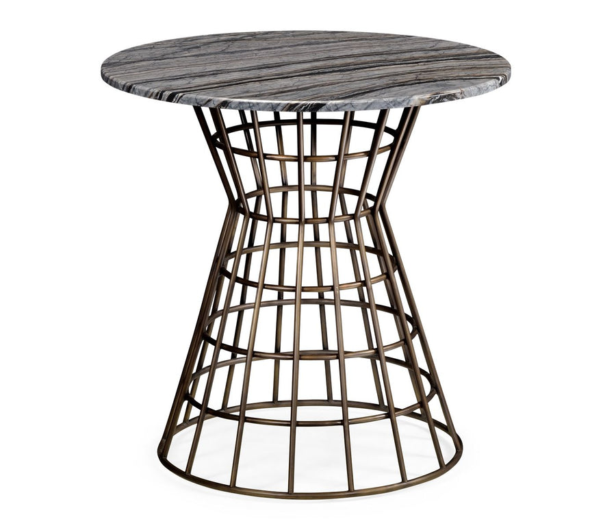 Runt Geometric mässing och mittbord i marmor för utomhusbruk