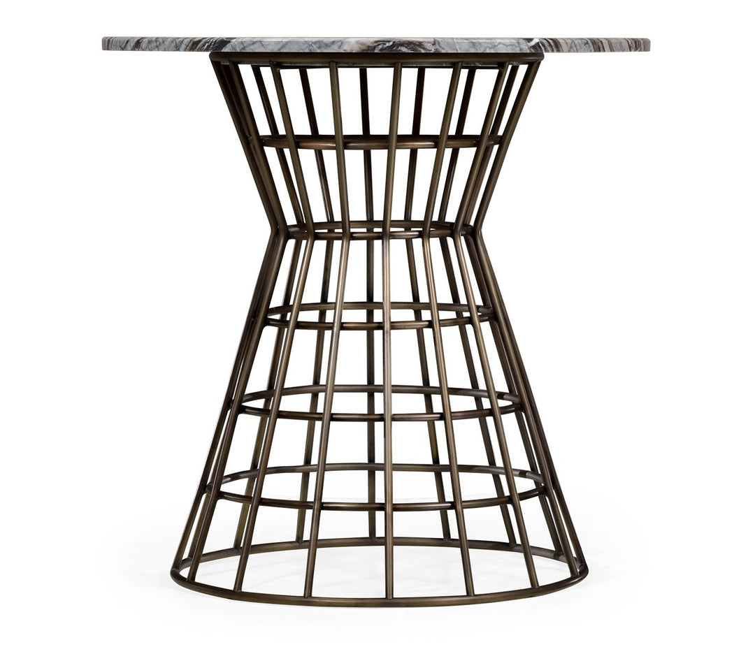 Outdoor Round Geometric Brass and Marble Centre Table