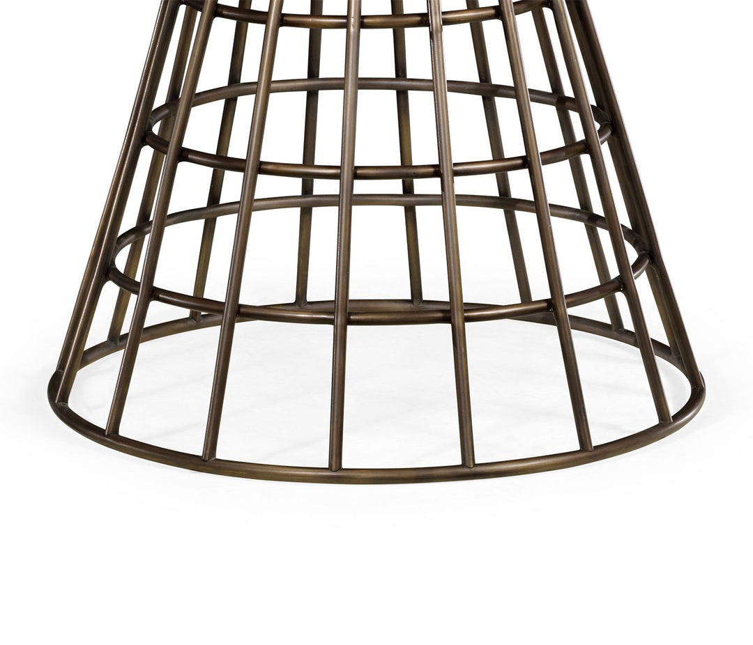Outdoor Round Geometric Brass and Marble Centre Table