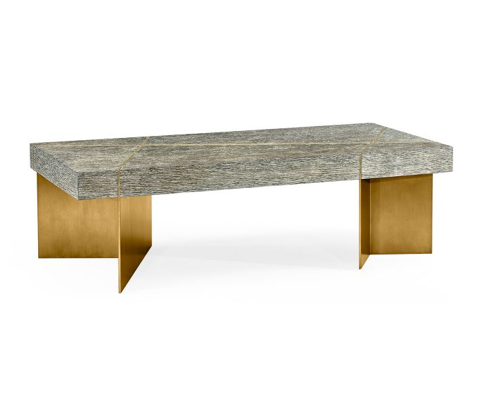 Transitional Oak & Gilded Coffee Table