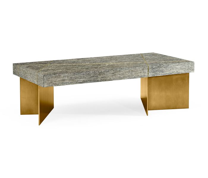 Transitional Oak & Gilded Coffee Table