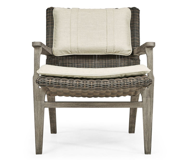 Hampton Grey & Rattan Outdoor Lounge Chair