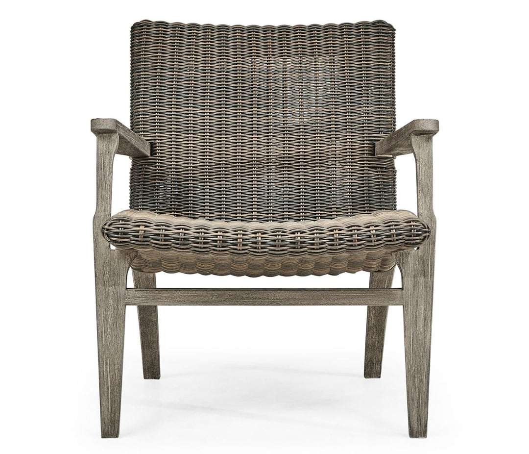 Hampton Grey & Rattan Outdoor Lounge Chair