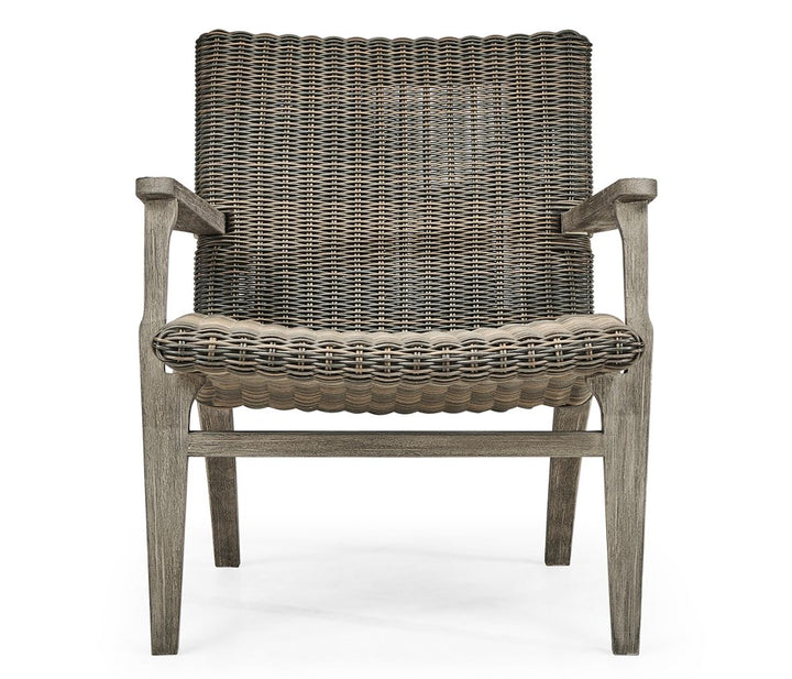 Hampton Grey & Rattan Outdoor Lounge Chair