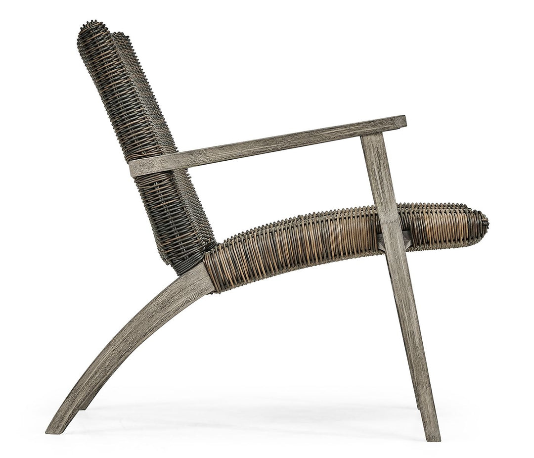 Hampton Grey & Rattan Outdoor Lounge Chair