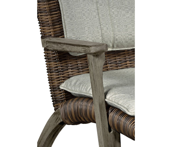 Hampton Grey & Rattan Outdoor Lounge Chair