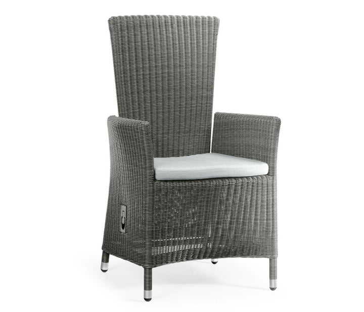 Outdoor Grey Wicker Rattan Reclining Dining Chair