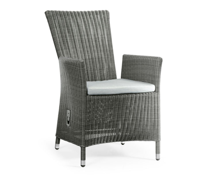 Outdoor Grey Wicker Rattan Reclining Dining Chair
