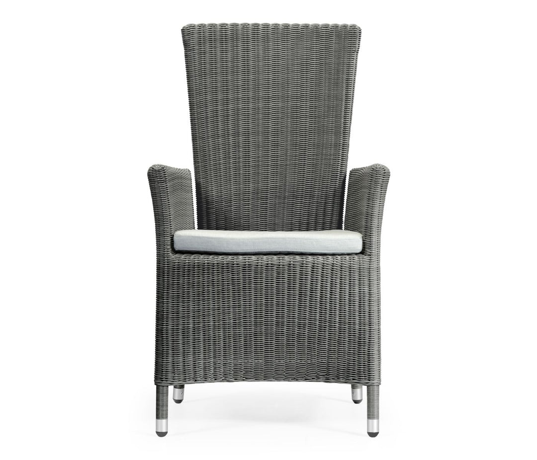 Outdoor Grey Wicker Rattan Reclining Dining Chair