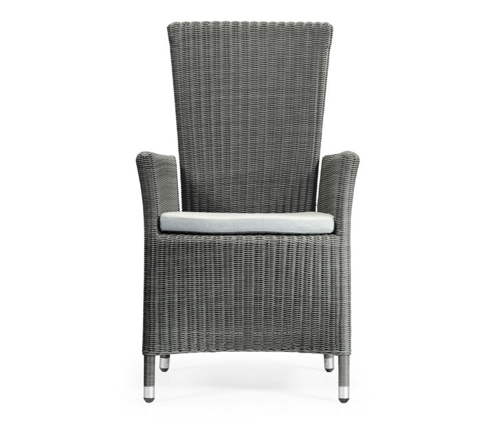 Outdoor Grey Wicker Rattan Reclining Dining Chair