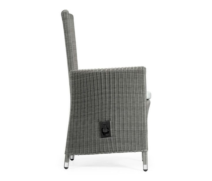 Outdoor Grey Wicker Rattan Reclining Dining Chair