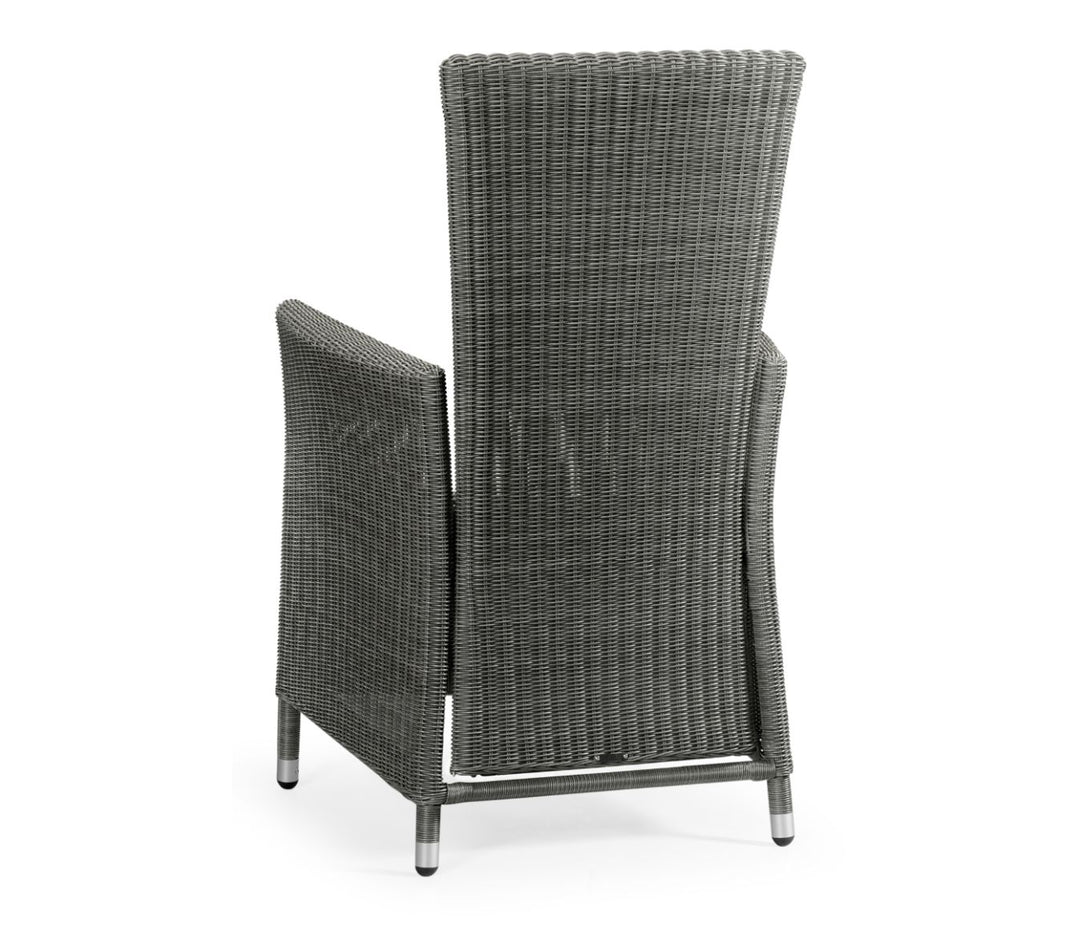 Outdoor Grey Wicker Rattan Reclining Dining Chair
